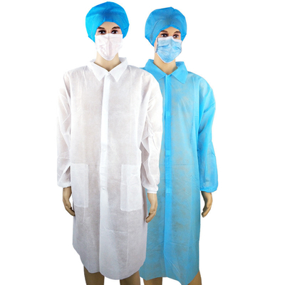 OEM jetable bleu blanc du manteau M/L/XL de laboratoire de SMS