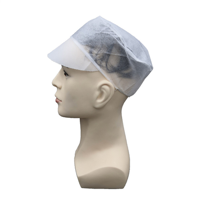 Blanc jetable non tissé de chapeau de travailleur avec l'avançon
